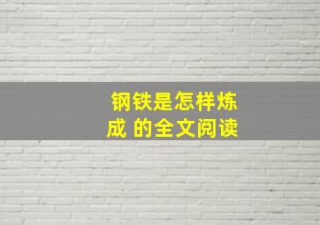 钢铁是怎样炼成 的全文阅读